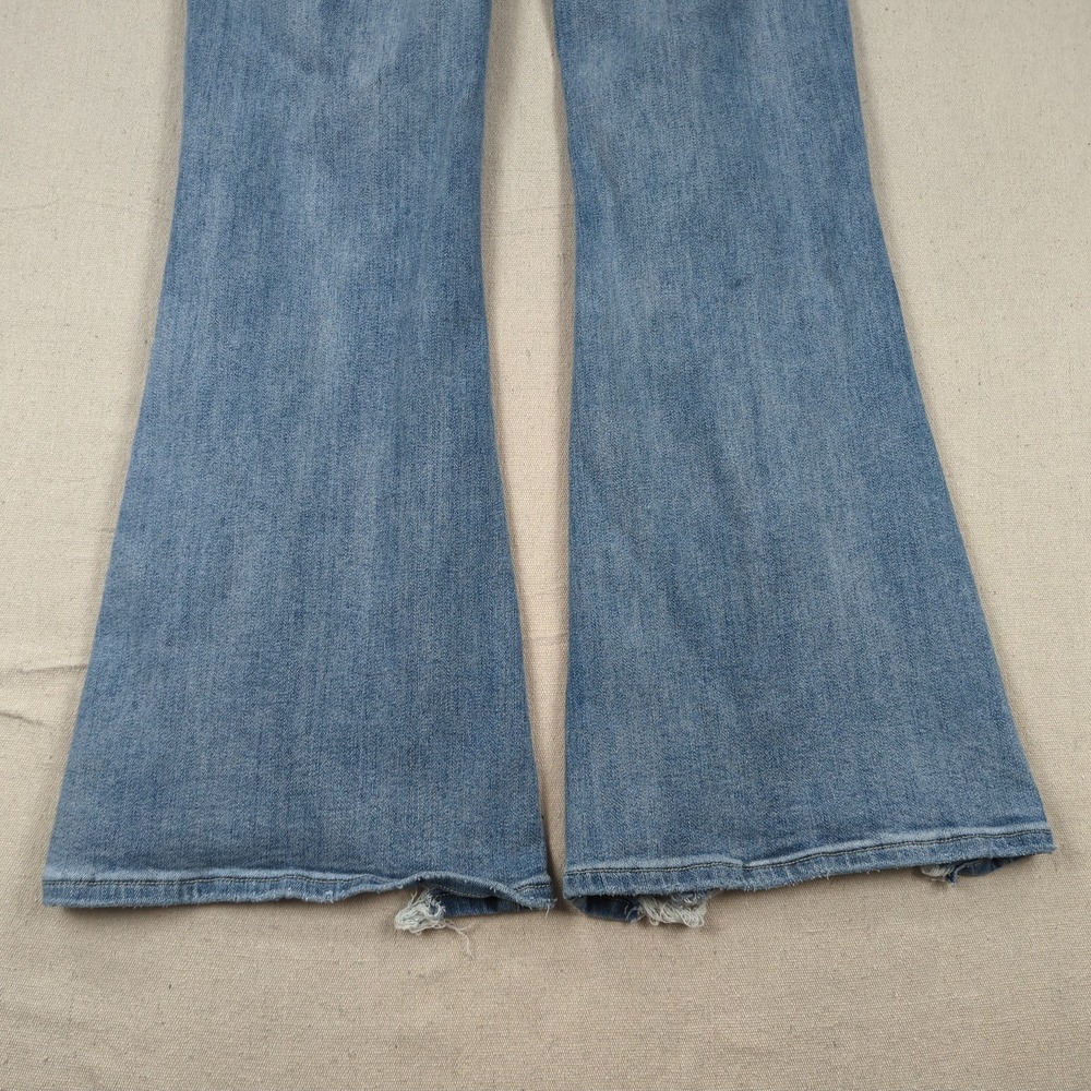 Risen Jeans Womens 30 Blue Distressed Flare Stretch Boho Hippie - Picture 15 of 16